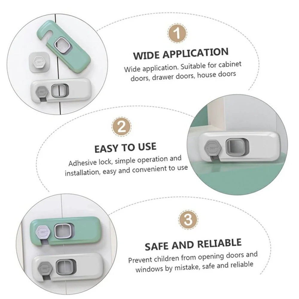 4Pcs Child Safety Locks Cabinet Drawer Refrigerator Anti-Pinch Baby Proofing Furniture Locks - Green - 2