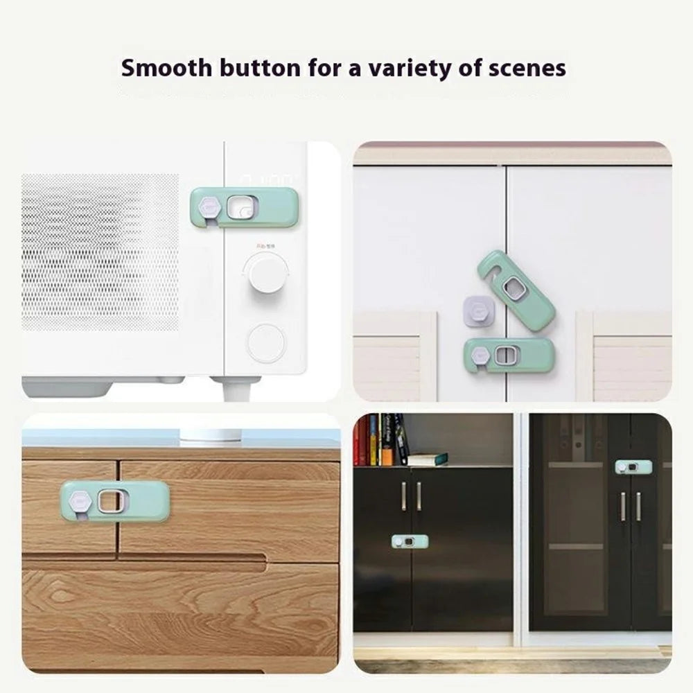 4Pcs Child Safety Locks Cabinet Drawer Refrigerator Anti-Pinch Baby Proofing Furniture Locks - Green - 3