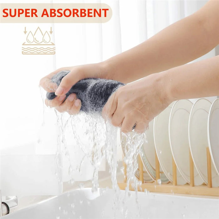 6Pcs 34x34cm Cotton Waffle Weave Kitchen Dish Towels Quick Cleaning Fast Absorbing Rag with Hanging Loop - Dark Grey - 2