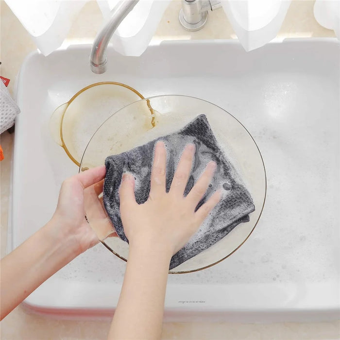6Pcs 34x34cm Cotton Waffle Weave Kitchen Dish Towels Quick Cleaning Fast Absorbing Rag with Hanging Loop - Dark Grey - 5