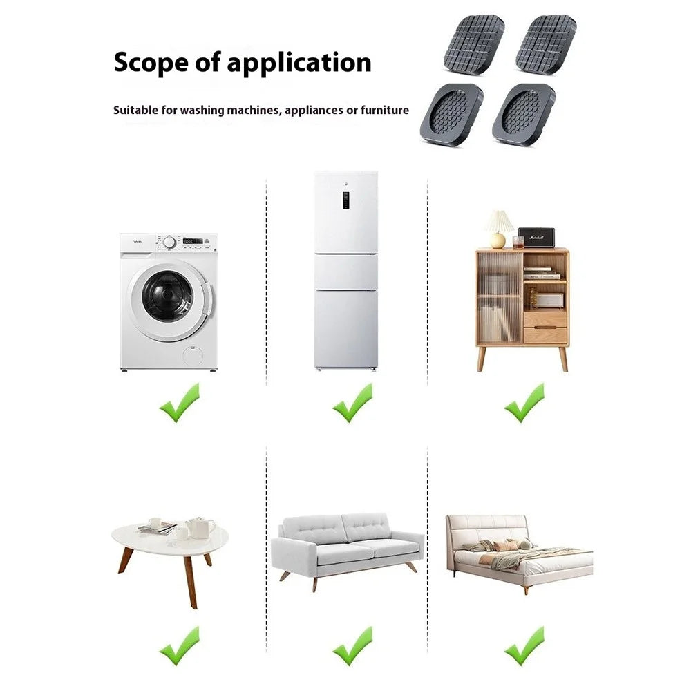 4Pcs Washing Machine Anti Vibration Raised Pads Universal Non Slip Noise Reduction Silicone Feet Mat - 2