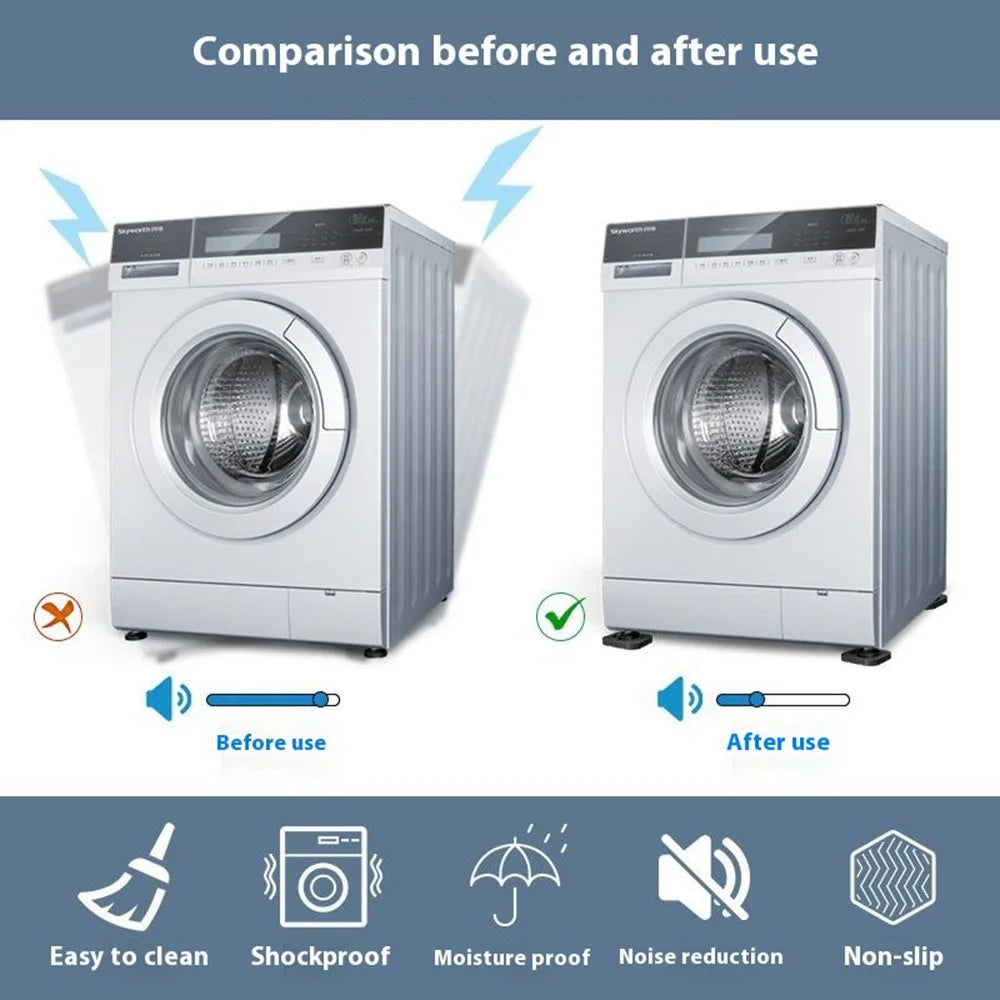 4Pcs Washing Machine Anti Vibration Raised Pads Universal Non Slip Noise Reduction Silicone Feet Mat - 3