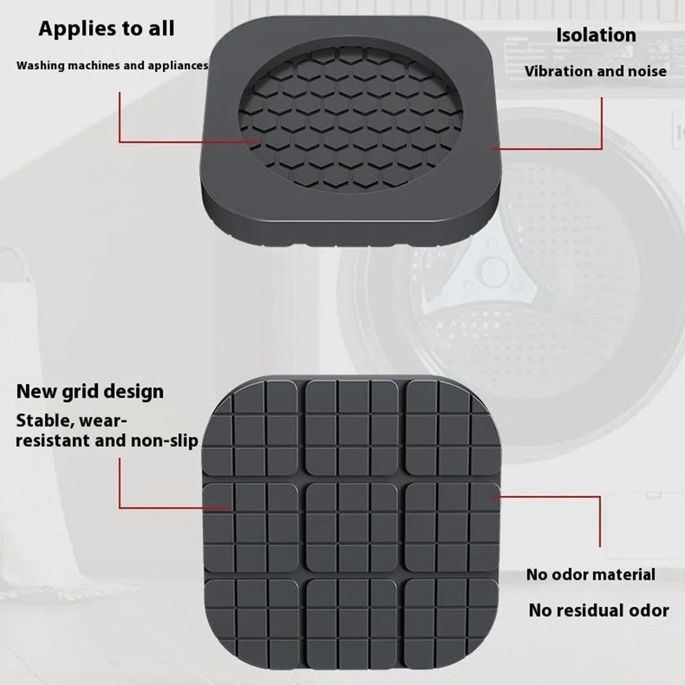 4Pcs Washing Machine Anti Vibration Raised Pads Universal Non Slip Noise Reduction Silicone Feet Mat - 6