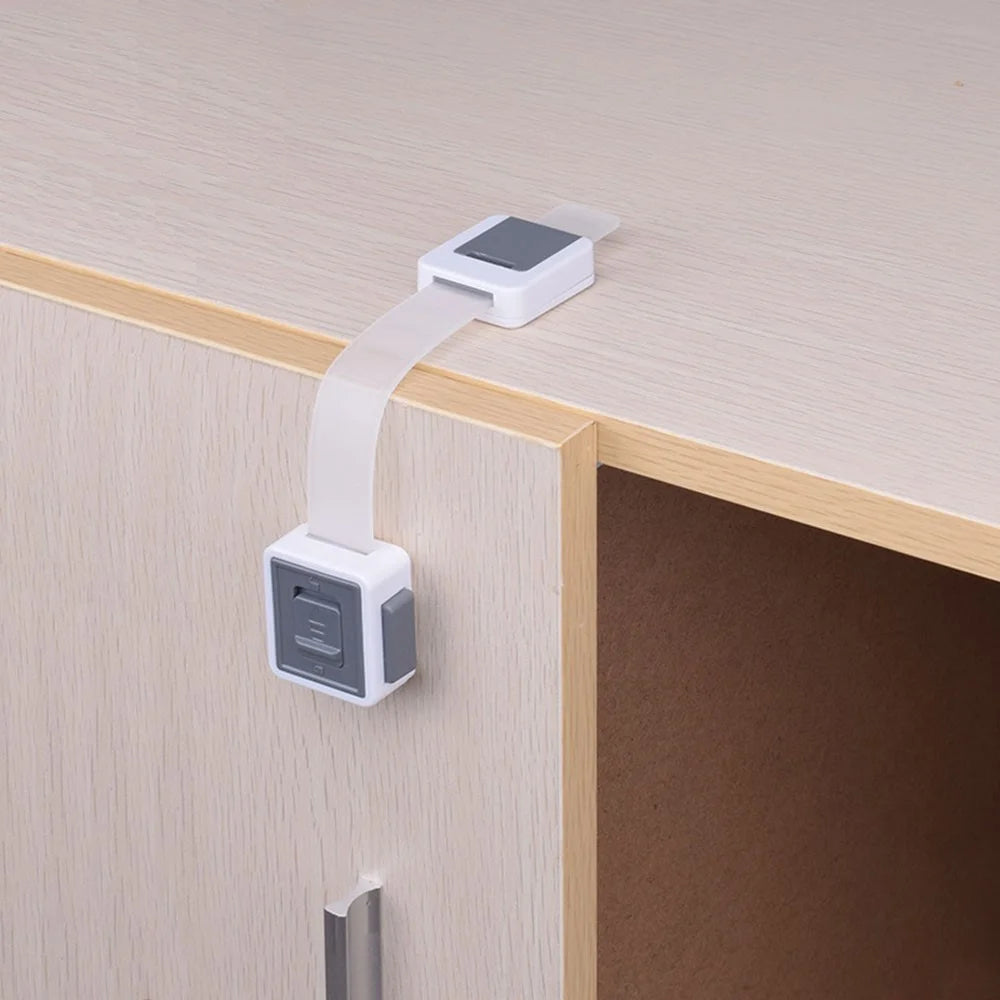 Child Safety Adjustable Drawer Latches Cabinet Locks Furniture Childproofing Lock - Grey - 6