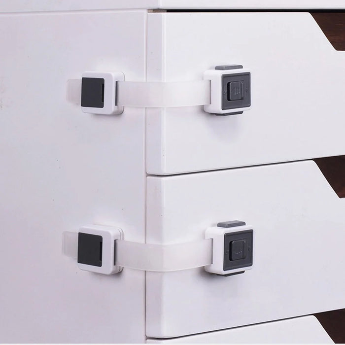 4Pcs Child Safety Adjustable Drawer Latches Cabinet Locks Furniture Childproofing Lock - Grey - 2
