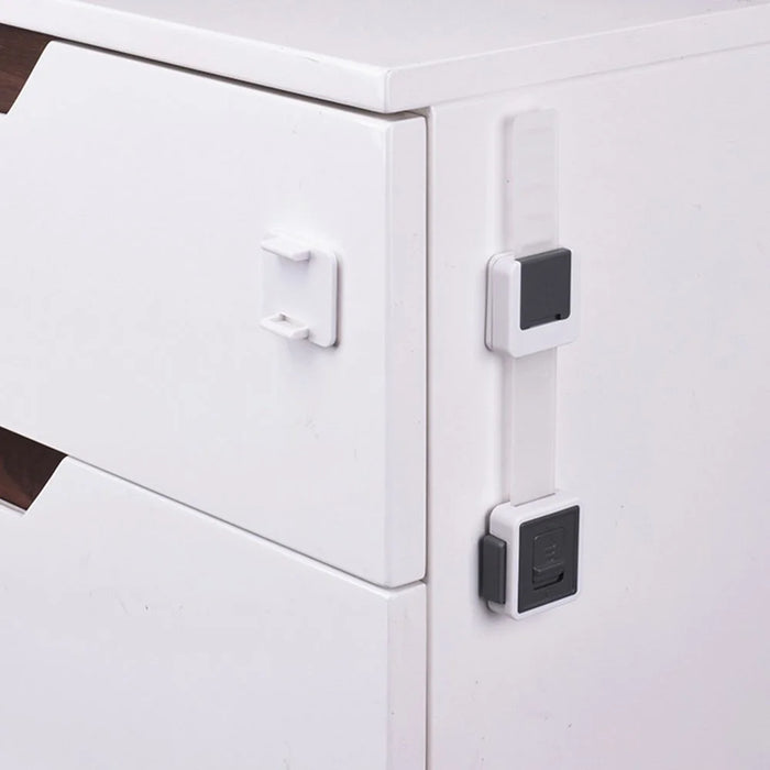 4Pcs Child Safety Adjustable Drawer Latches Cabinet Locks Furniture Childproofing Lock - Grey - 3