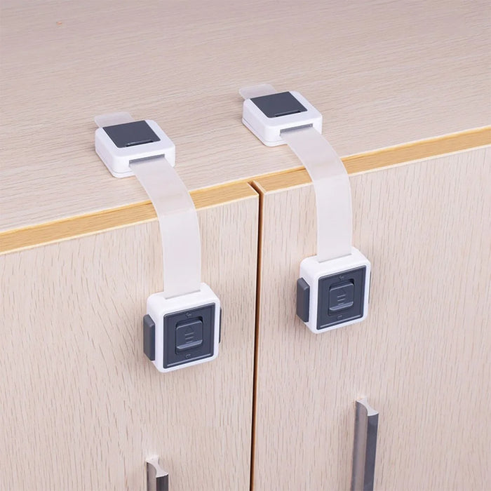 4Pcs Child Safety Adjustable Drawer Latches Cabinet Locks Furniture Childproofing Lock - Grey - 4