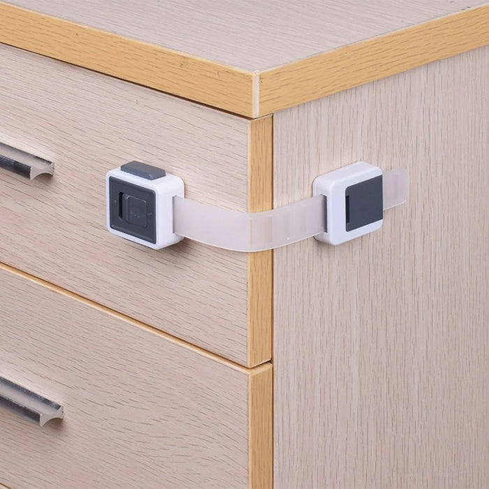 4Pcs Child Safety Adjustable Drawer Latches Cabinet Locks Furniture Childproofing Lock - Grey - 7