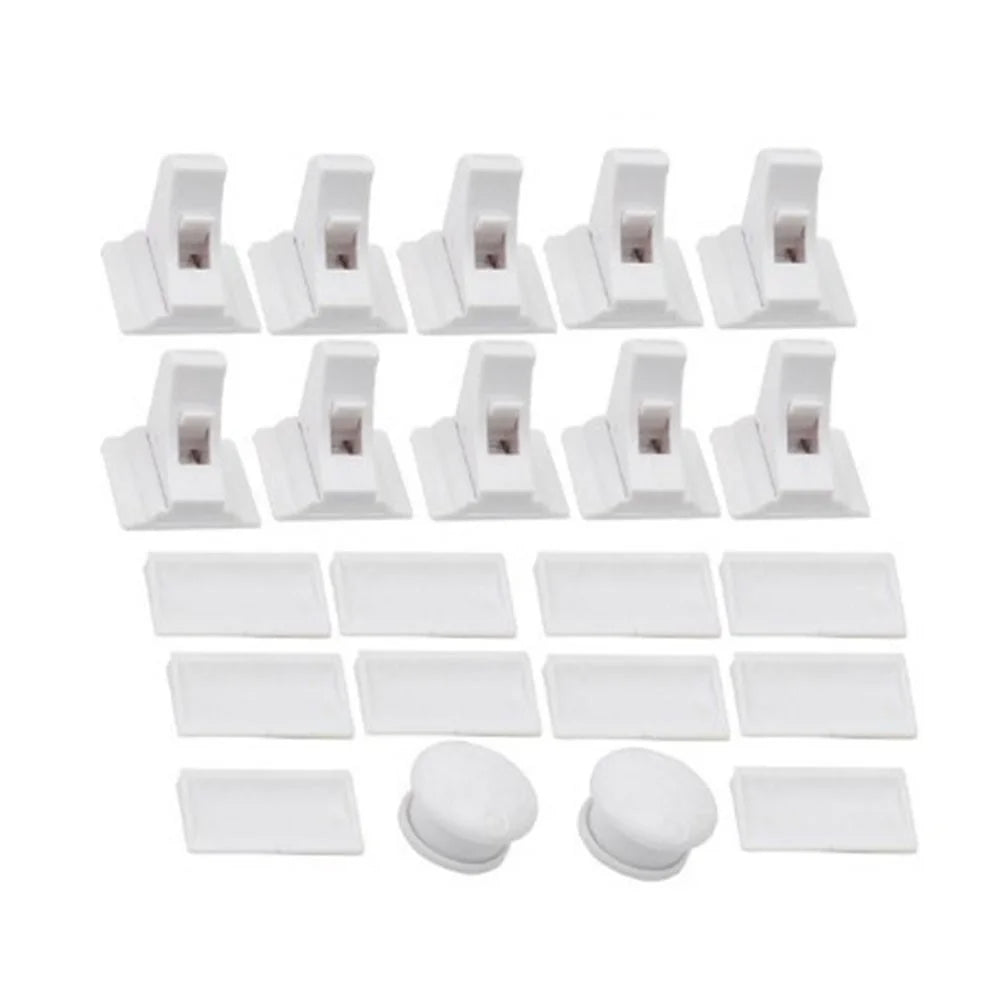 10Pcs Child Safety Magnetic Cabinet Locks No Drill Hidden Baby Proofing Drawer Locks with 2 Round Keys - 1