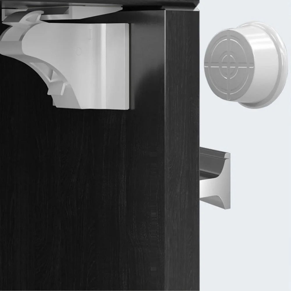 10Pcs Child Safety Magnetic Cabinet Locks No Drill Hidden Baby Proofing Drawer Locks with 2 Round Keys - 5