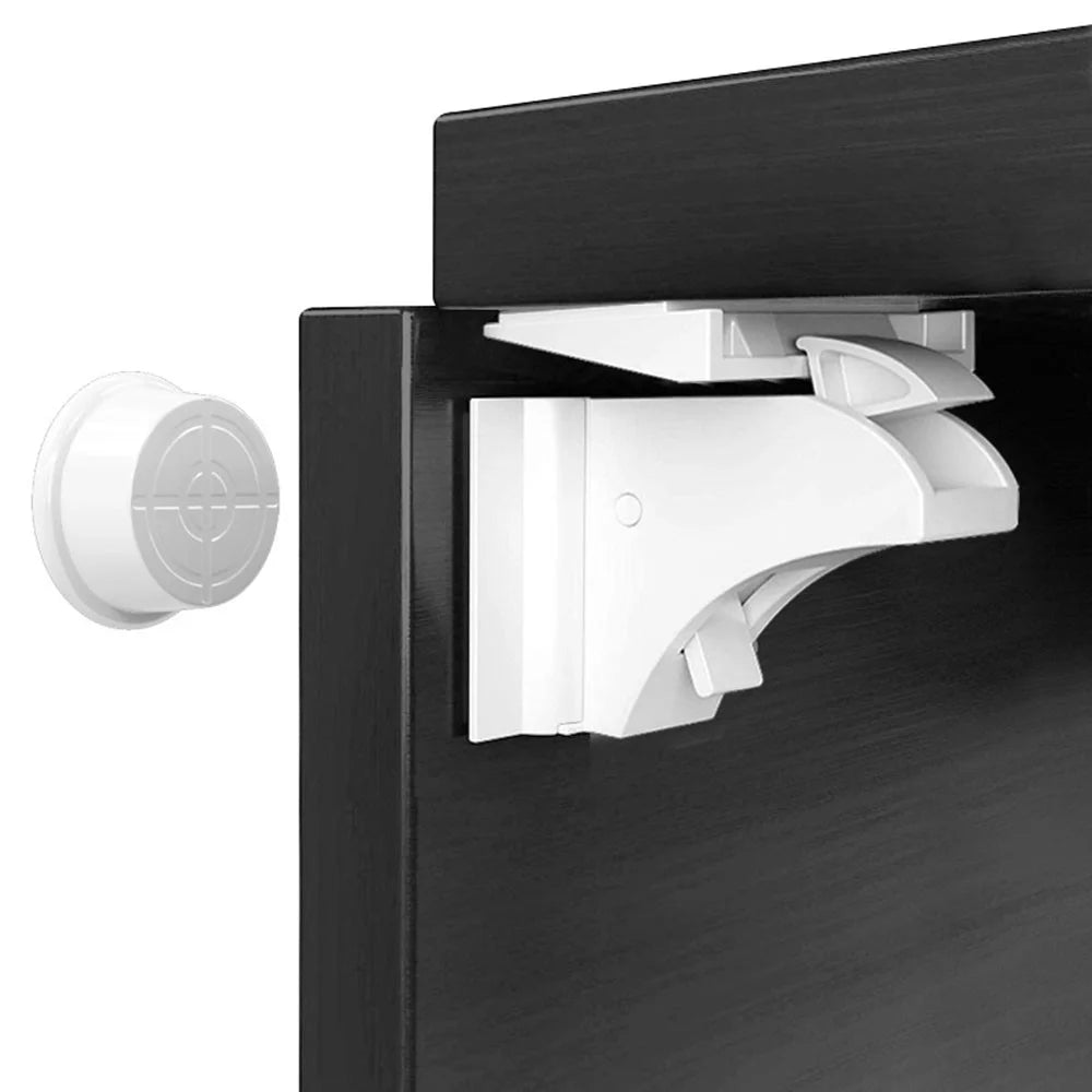 10Pcs Child Safety Magnetic Cabinet Locks No Drill Hidden Baby Proofing Drawer Locks with 2 Round Keys - 6