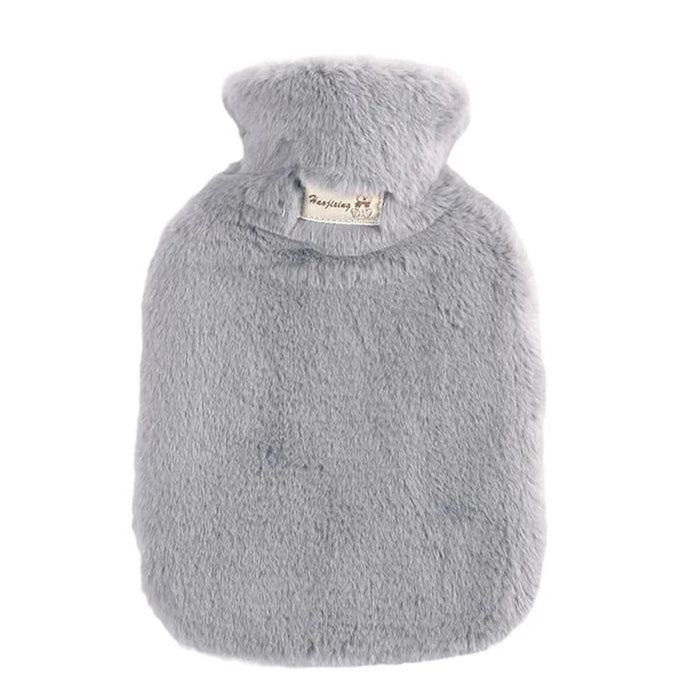 2000ML Refillable Hot Water Bag Winter Thicken Fluffy Hand Feet Warmer Water Bottle - Light Grey - 1