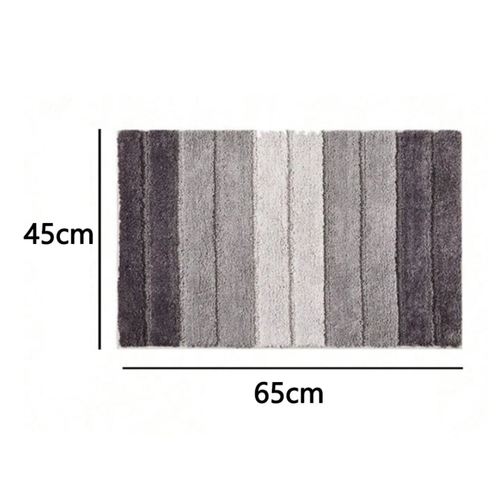 45 x 65cm Gradient Striped Water Absorbent Doormat Flocked Fiber Non Slip Bathroom Rug - Grey - 6