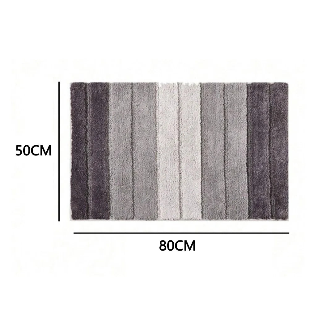 50 x 80cm Gradient Striped Water Absorbent Doormat Flocked Fiber Non Slip Bathroom Rug - Grey - 6