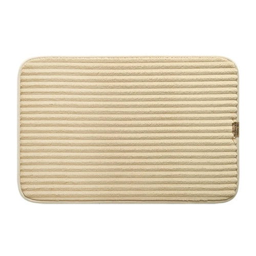 40 x 60cm Striped Solid Color Bathroom Absorbent Mat Non Slip Flannel Doormat for Entrance - Beige - 1