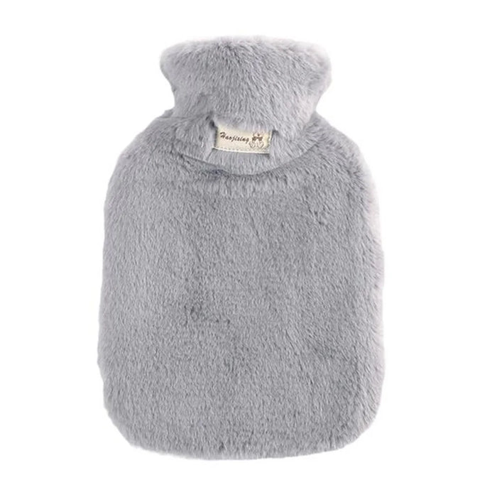 1000ML Refillable Hot Water Bag with Removeable Plush Cover Winter Hand Feet Warmer Water Bottle - Light Grey - 1