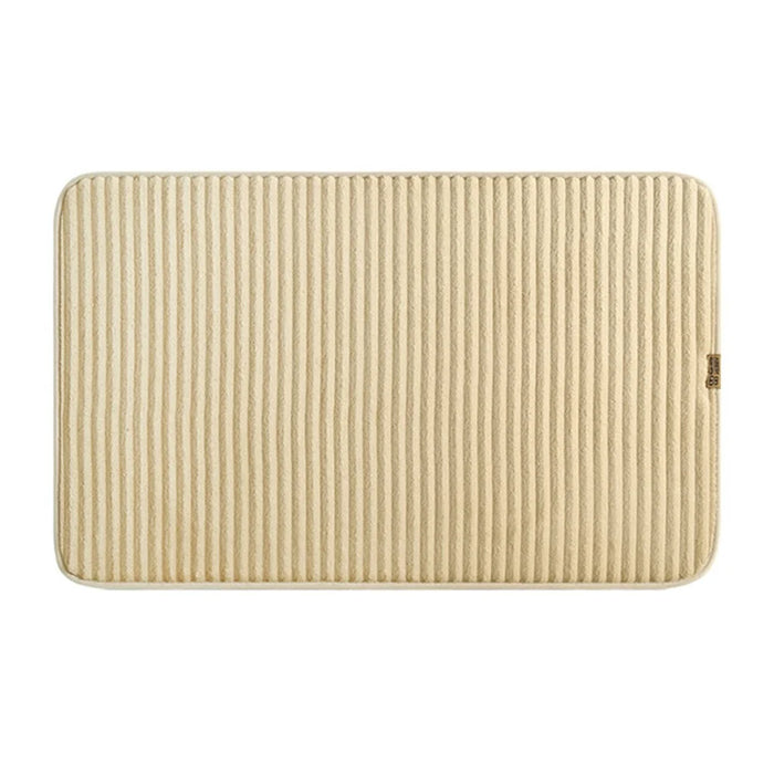 50 x 80cm Striped Solid Color Bathroom Absorbent Mat Non Slip Flannel Doormat for Entrance - Beige - 1