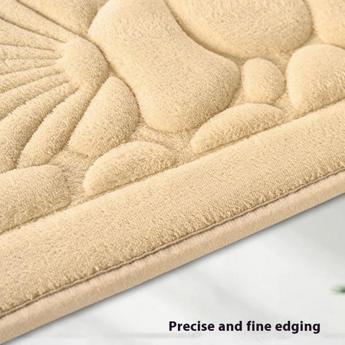 2Pcs / Set 3D Embossed Coral Fleece Absorbent Bath Mat Non Slip Entrance Doormat, 40x60cm + 50x80cm - Khaki - 7