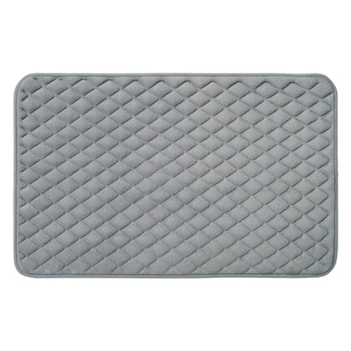 40 x 60cm Coral Fleece Entrance Mat Rhombus Embossed Memory Foam Lining Non Slip Bathroom Rug - Grey - 1