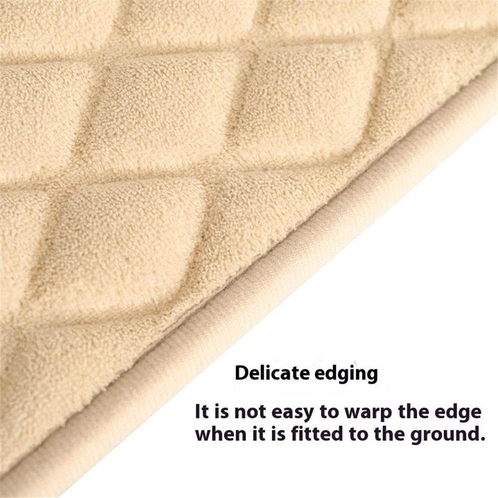 40 x 60cm Coral Fleece Entrance Mat Rhombus Embossed Memory Foam Lining Non Slip Bathroom Rug - Grey - 4