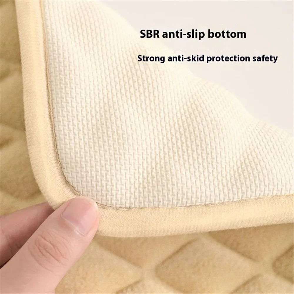 40 x 60cm Coral Fleece Entrance Mat Rhombus Embossed Memory Foam Lining Non Slip Bathroom Rug - Grey - 5