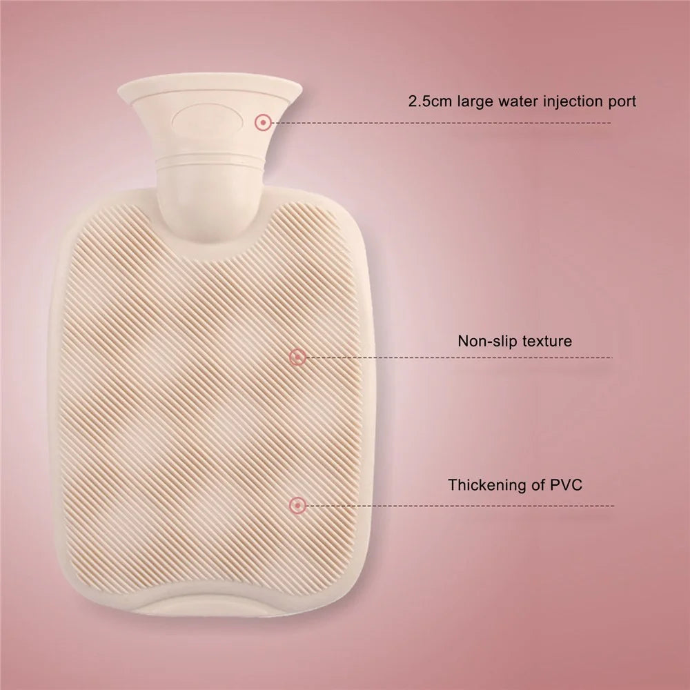 2000ML Fluffy Cover Hot Water Bag Winter Hand Feet Warmer Refillable Water Bottle - Light Coffee - 2