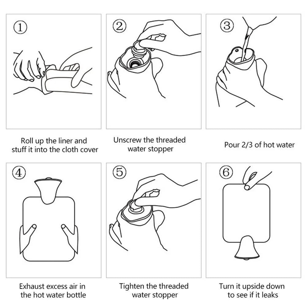 2000ML Fluffy Cover Hot Water Bag Winter Hand Feet Warmer Refillable Water Bottle - Light Coffee - 5