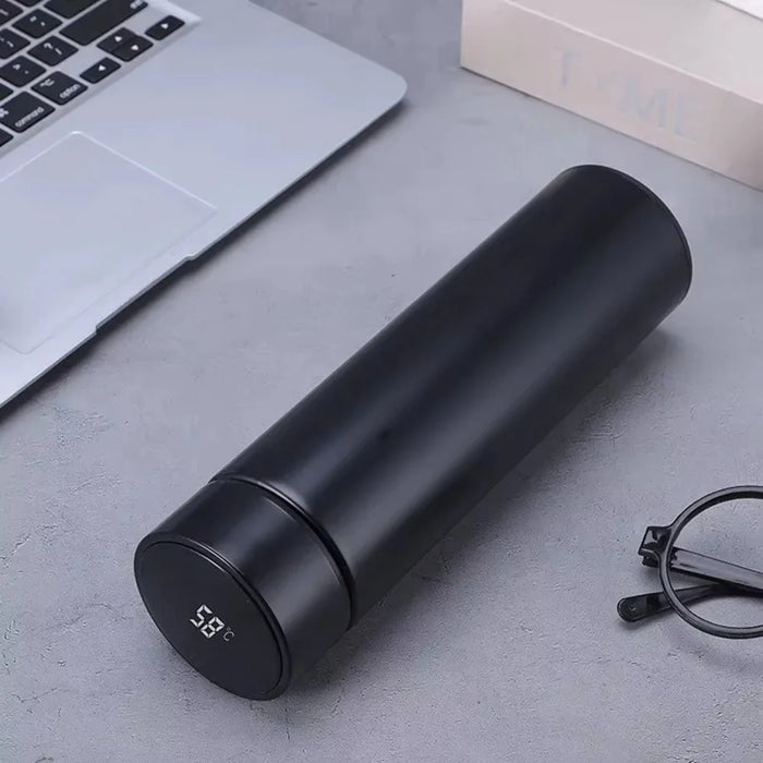500ML Smart Temperature Display Water Bottle Double Wall Vacuum Insulated Cup Stainless Steel - Black - 2