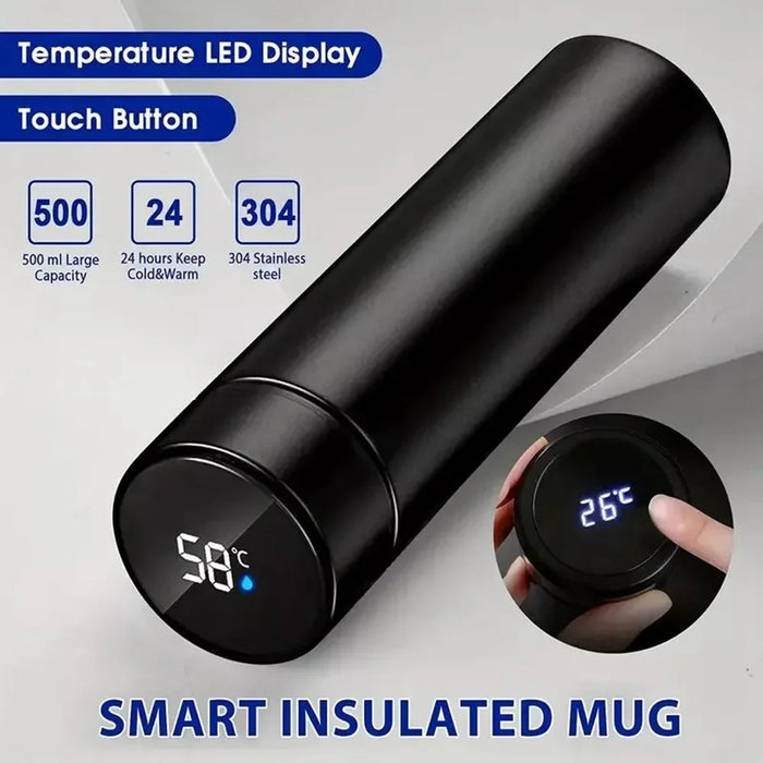 500ML Smart Temperature Display Water Bottle Double Wall Vacuum Insulated Cup Stainless Steel - Black - 5