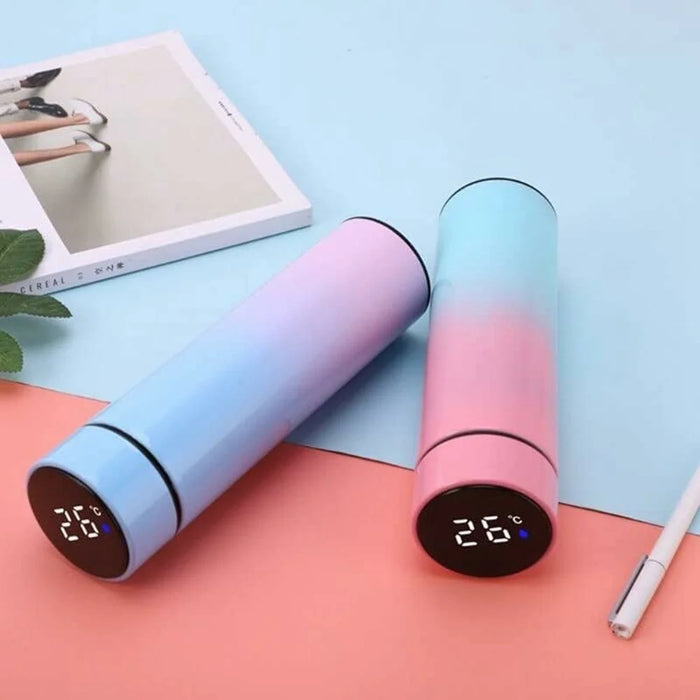 500ML Gradient Color Insulated Bottle with Smart Temperature Display 304 Stainless Steel Double Wall Vacuum Cup - Gradient Pink - 4