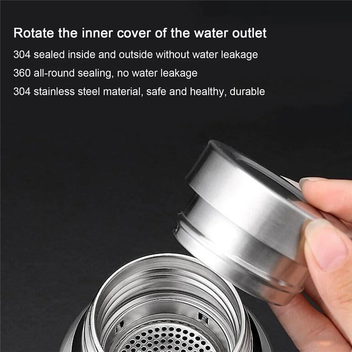 1500ml 304 Stainless Steel Tea Infuser Cup Vacuum Insulated Water Bottle for Travel Outdoor (BPA Free, No FDA) - Black - 4