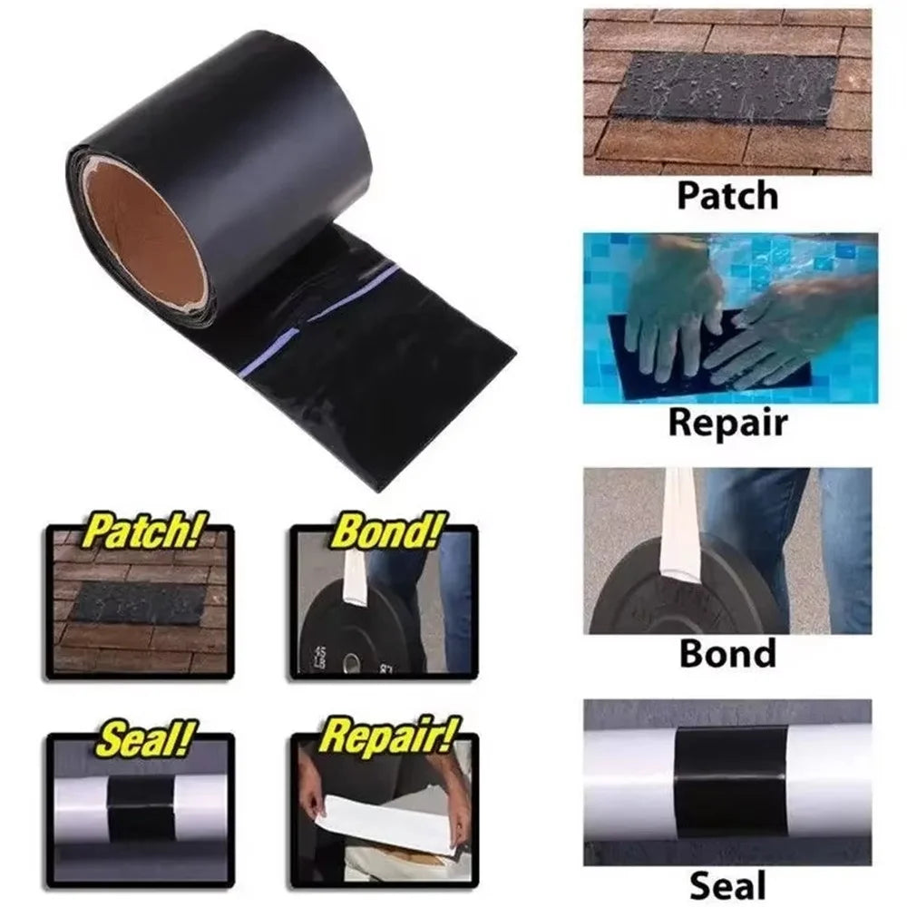 5x150cm PVC Waterproof Tape Kitchen Bathroom Pipe Leak Repair Strong Adhesive Sealant Tape - Black - 2