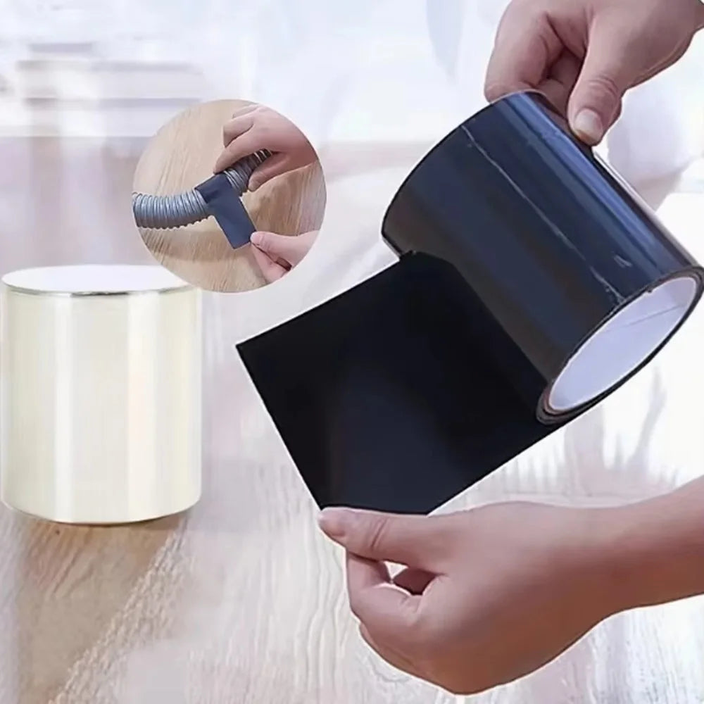5x150cm PVC Waterproof Tape Kitchen Bathroom Pipe Leak Repair Strong Adhesive Sealant Tape - Black - 5