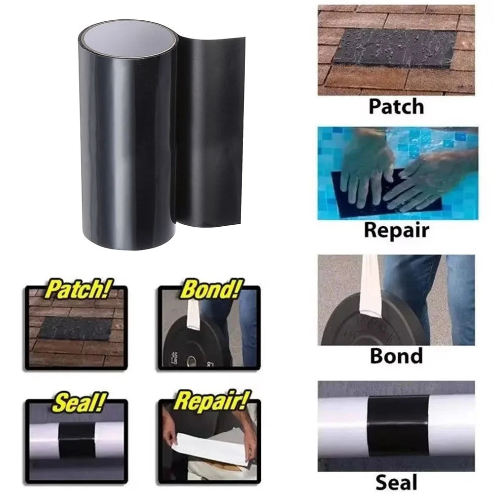 20x150cm PVC Waterproof Tape Kitchen Bathroom Pipe Leak Repair Strong Adhesive Sealant Tape - Black - 5