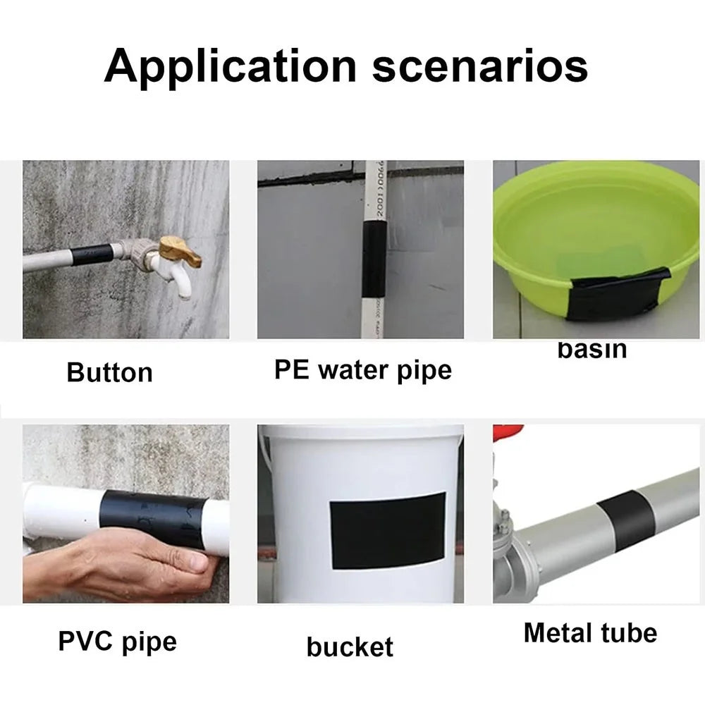 20x150cm PVC Waterproof Tape Kitchen Bathroom Pipe Leak Repair Strong Adhesive Sealant Tape - Black - 6