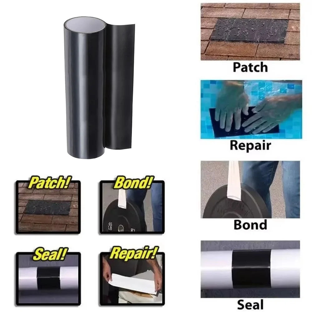 30x150cm PVC Waterproof Tape Kitchen Bathroom Pipe Leak Repair Strong Adhesive Sealant Tape - Black - 5