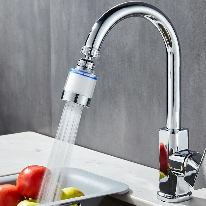 Faucet Filter Splash-Proof Aerator Kitchen Tap Water Pressure Booster Rotating Spout with Universal Connector - 2
