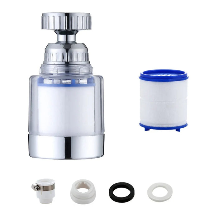 Faucet Filter Splash-Proof Aerator Kitchen Tap Rotating Spout with Universal Connector + Spare Filter Element - 1