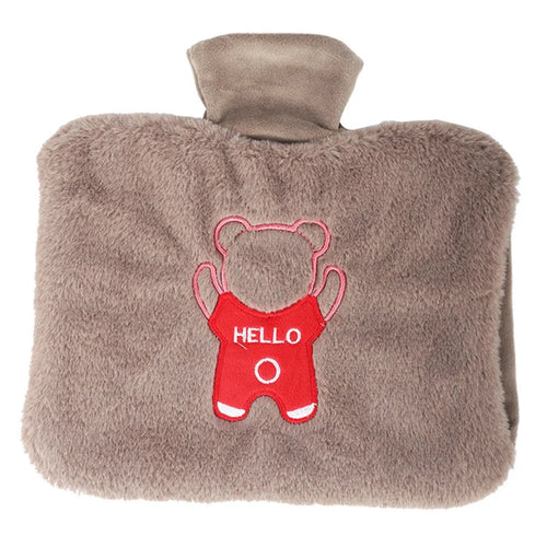 1500ML Refillable Hot Water Bottle for Belly / Hands / Feet Winter Hand Warmer with Cartoon Bear Removable Cover - Coffee - 1