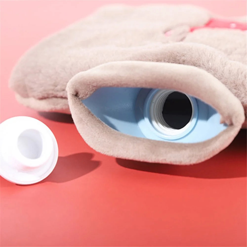 1500ML Refillable Hot Water Bottle for Belly / Hands / Feet Winter Hand Warmer with Cartoon Bear Removable Cover - Coffee - 4