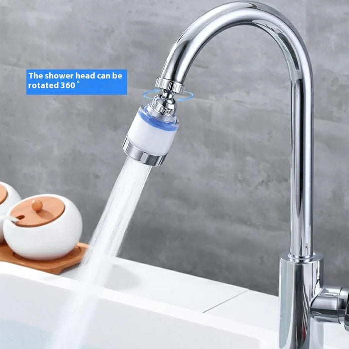 Water Faucet Filter Splash Proof Sprayer Kitchen Tap Pressure Booster Rotatable Spout with 5 Filter Cartridges - 4