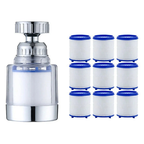 Water Faucet Filter Splash Proof Sprayer Kitchen Tap Pressure Booster Rotatable Spout with 9 Filter Cartridges - 1