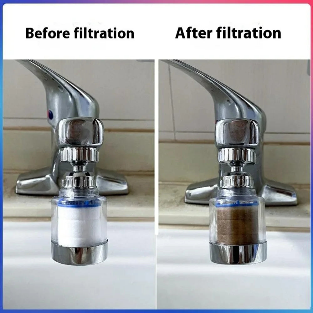 Water Faucet Filter Splash Proof Sprayer Kitchen Tap Pressure Booster Rotatable Spout with 9 Filter Cartridges - 3