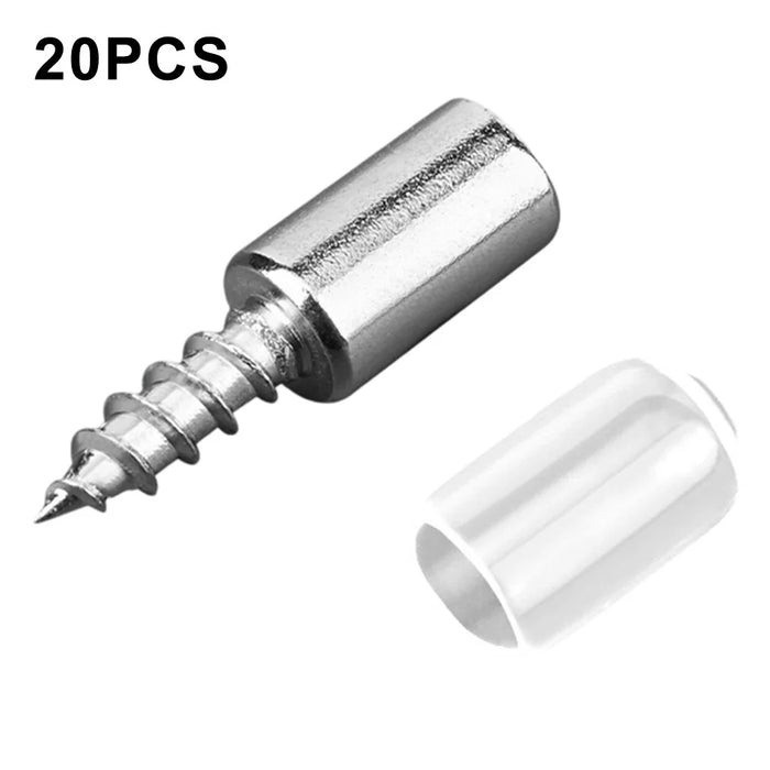 20Pcs Self Tapping Shelf Support Pins Cabinet Fixing Glass Partition Holder Iron Screws with Rubber Sleeve - Clear Rubber Sleeve - 1