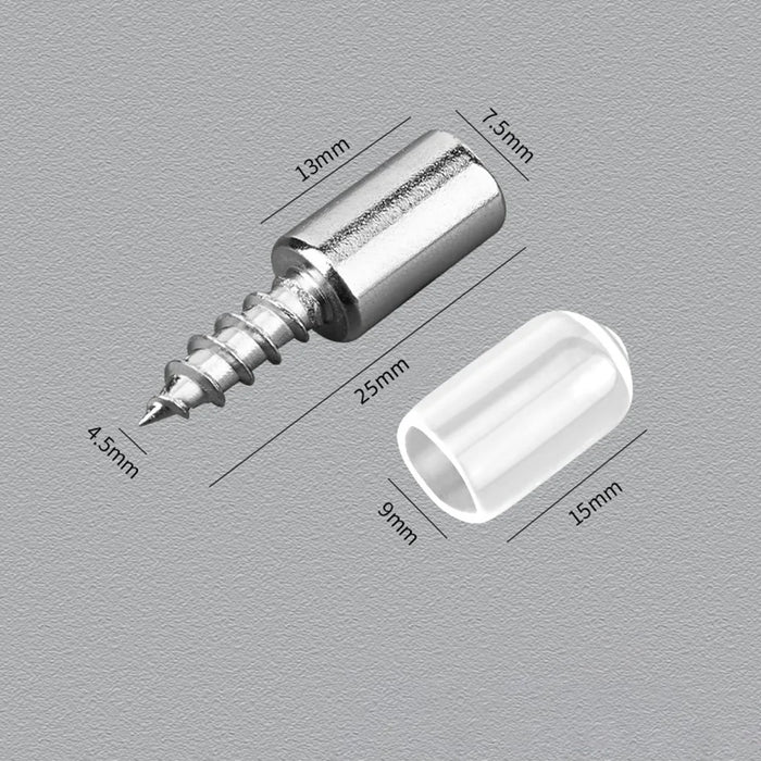 20Pcs Self Tapping Shelf Support Pins Cabinet Fixing Glass Partition Holder Iron Screws with Rubber Sleeve - Clear Rubber Sleeve - 2