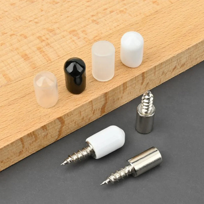 20Pcs Self Tapping Shelf Support Pins Cabinet Fixing Glass Partition Holder Iron Screws with Rubber Sleeve - Clear Rubber Sleeve - 7