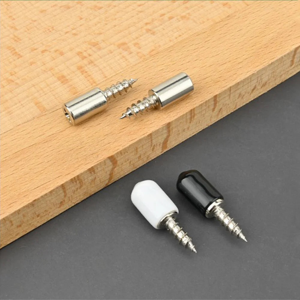 10Pcs Self Tapping Shelf Support Pins Cabinet Fixing Glass Partition Holder Iron Screws with Rubber Sleeve - Clear Rubber Sleeve - 6