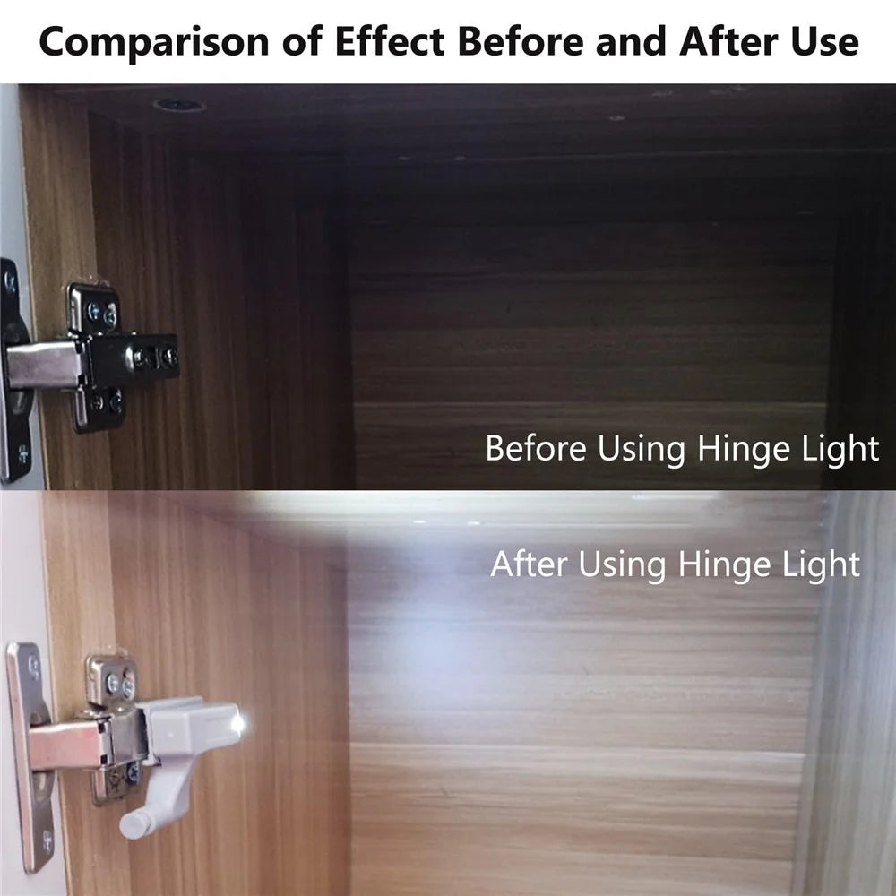 12Pcs LED Hinge Lights Cabinet Wardrobe Closet Automatic Sensor Illumination Battery Powered Lamp - White Light - 4