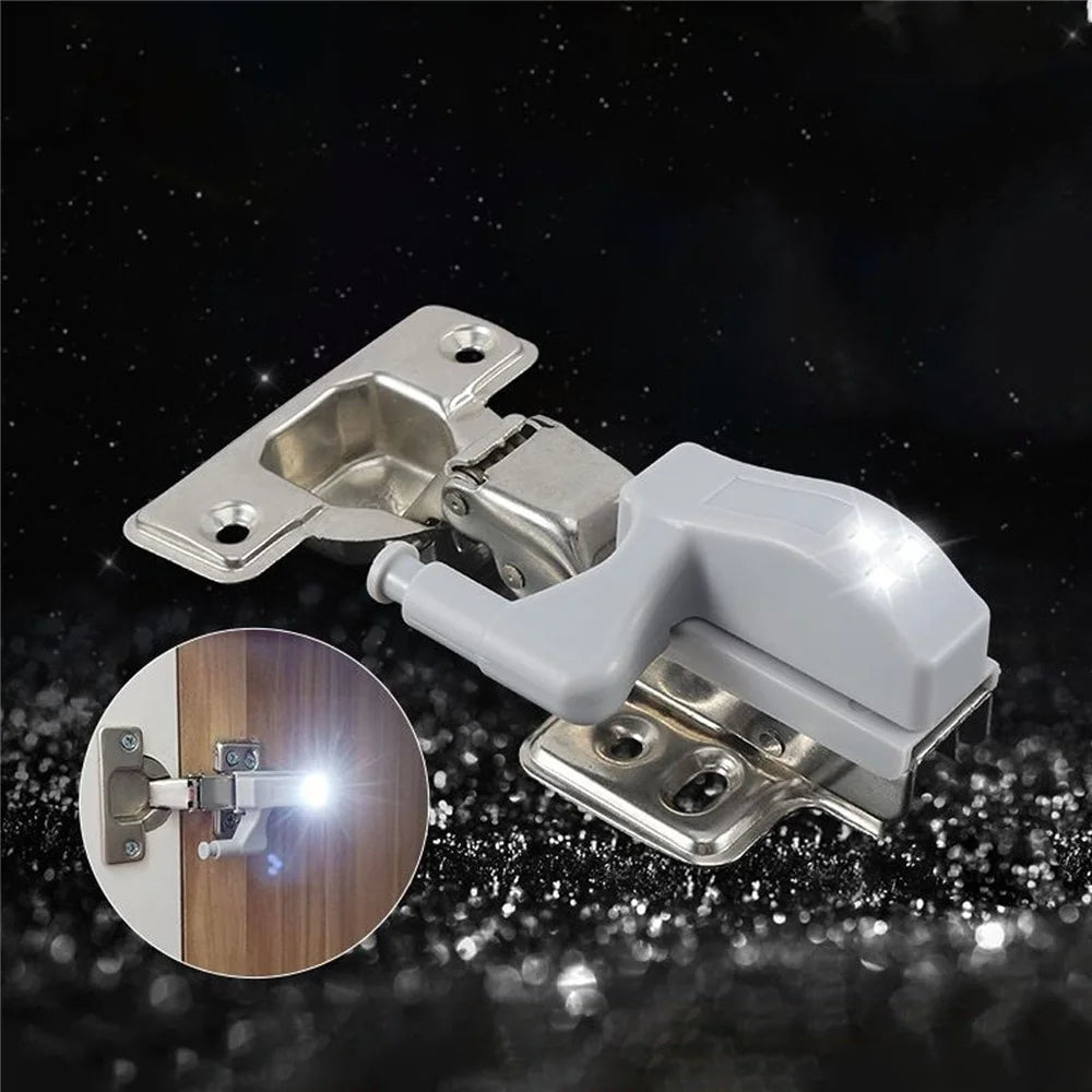 12Pcs LED Hinge Lights Cabinet Wardrobe Closet Automatic Sensor Illumination Battery Powered Lamp - White Light - 5