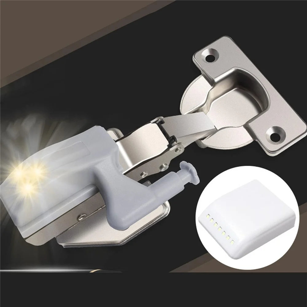 12Pcs LED Hinge Lights Cabinet Wardrobe Closet Automatic Sensor Illumination Battery Powered Lamp - White Light - 6
